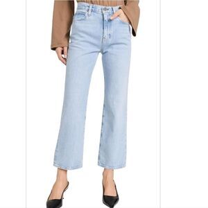 Frame Denim Blue Straight Leg Jeans with High Waist